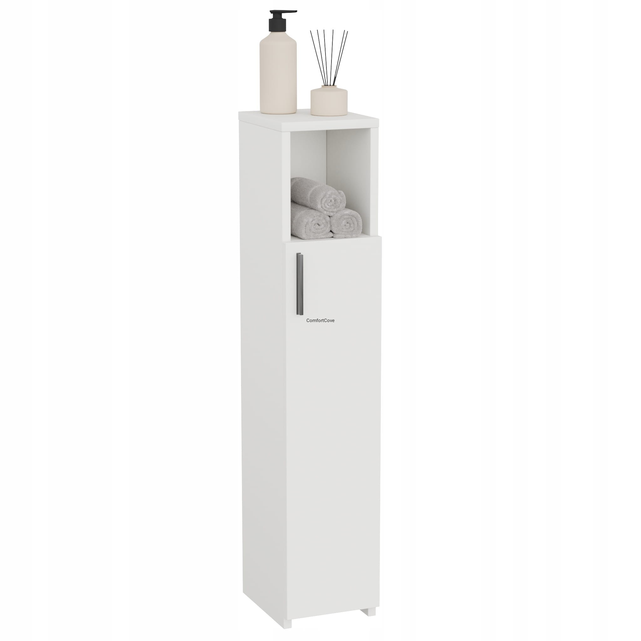BADHOCHSCHRANK SCHMAL WEISS MATT EINFACHE MONTAGE 102x20x24 CM
