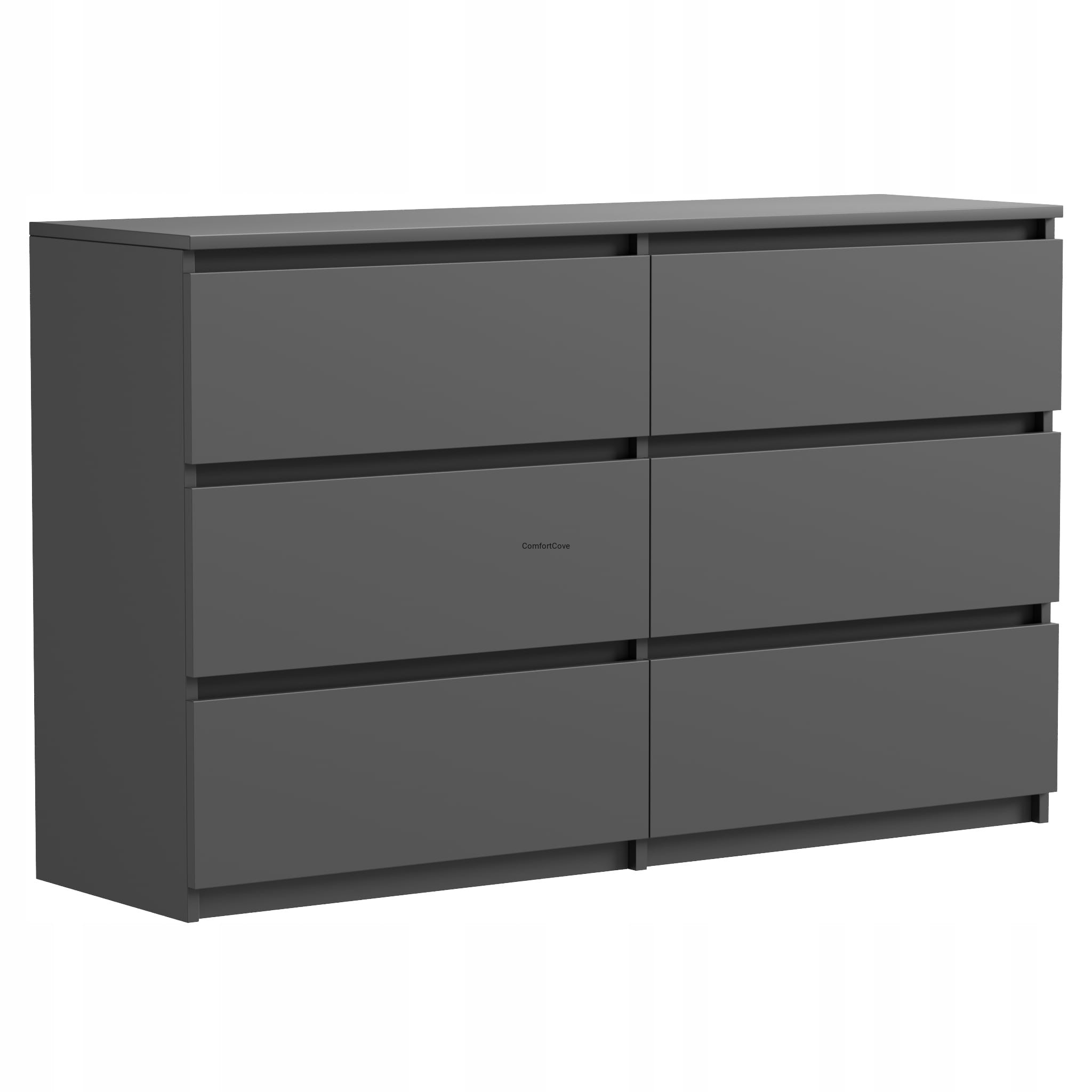 KOMMODE SCHWARZ MATT 6 SCHUBLADEN 100CM GERÄUMIG MODERN FÜR WOHNZIMMER SCHLAFZIMM