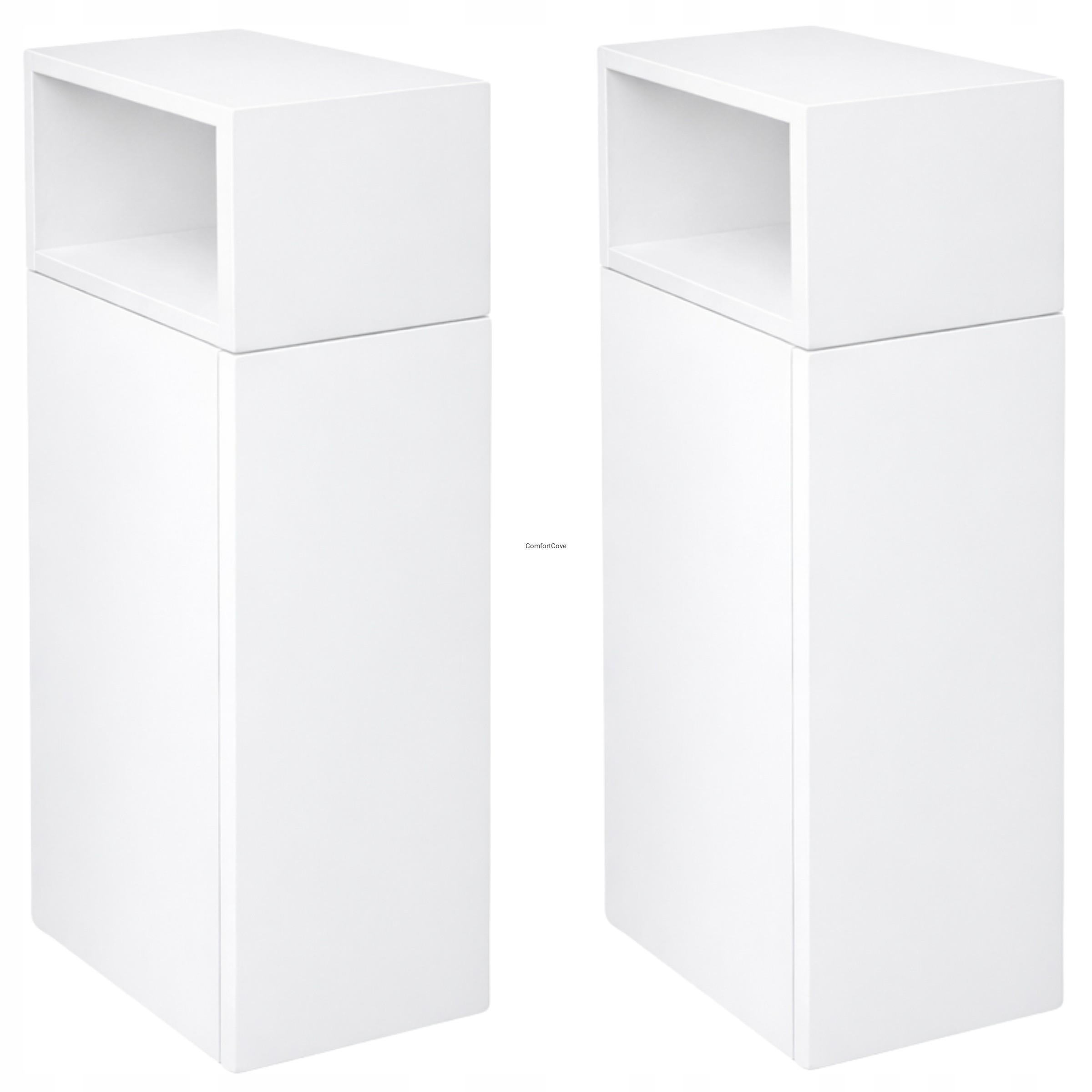 NACHTTISCH BEISTELLTISCH SCHMAL MIT SEITENREGAL PUSH TO OPEN WEISS 20x30x70 CM 1 STK